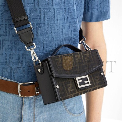 FENDI BAGUETTE SOFT TRUNK BROWN FF FABRIC BAG 7VA565APD8F0L3T (21.5*13*6.5cm) FENDI BAGUETTE SOFT TRUNK BROWN FF FABRIC BAG 7VA565APD8F0L3T (21.5*13*6.5cm)